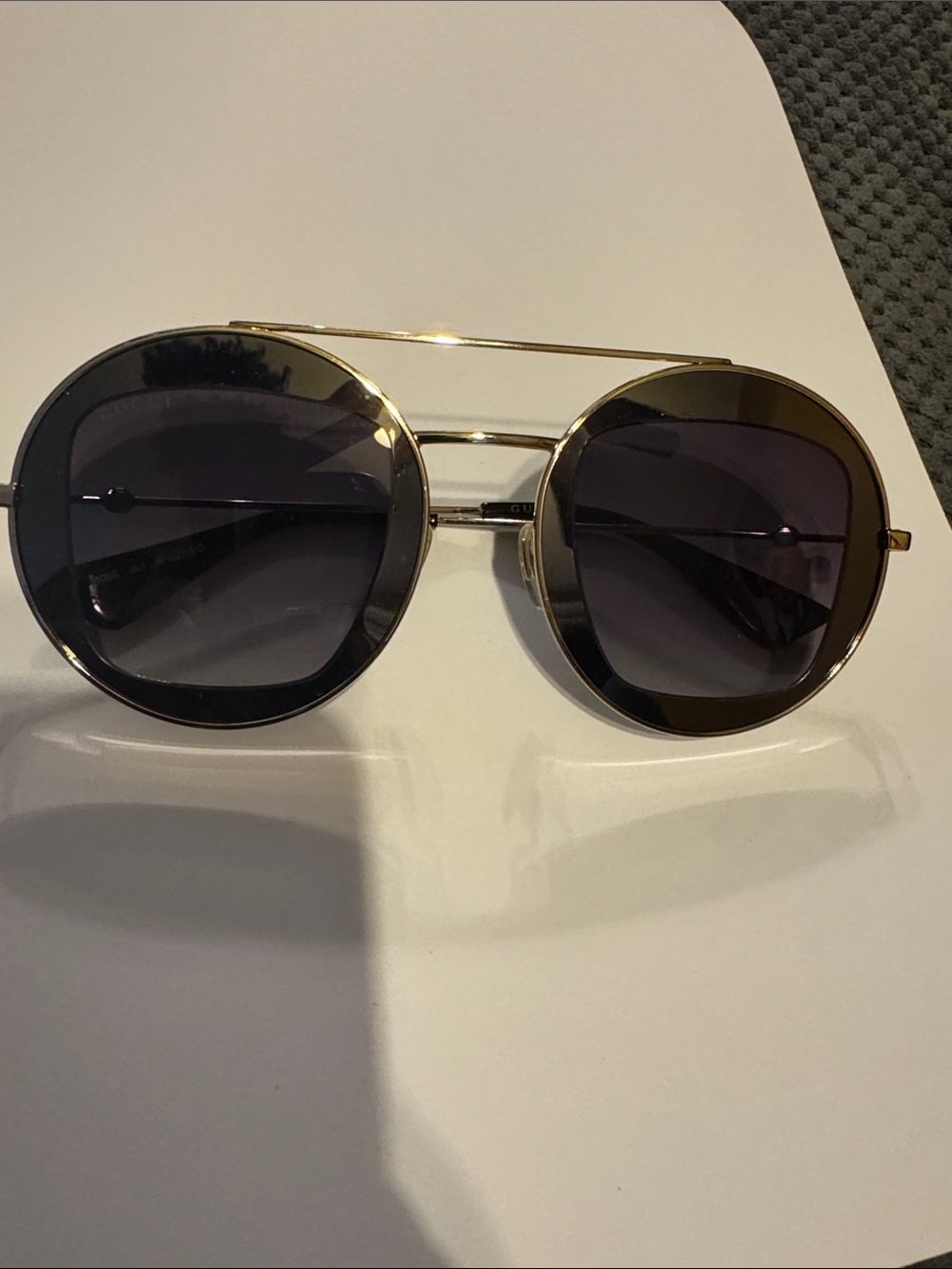 Gucci Gold Metal Round Sunglasses - Gucci GG0105S Sunglasses - Picture 6 of 6